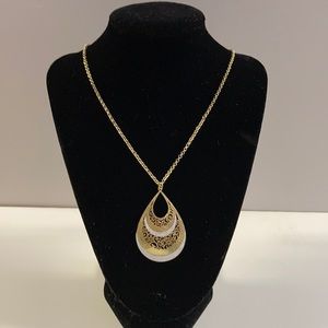 Island Design Two tone Tear Drop Necklace